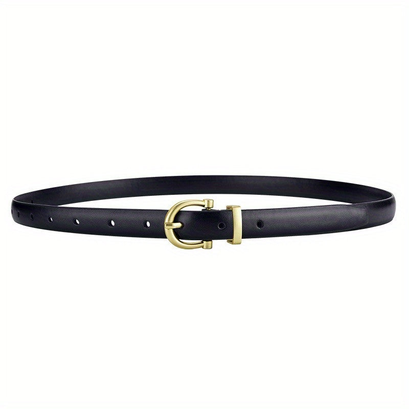 Oval Buckle Thin Belt Women's PU Leather Casual Jeans Pants Belt