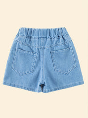 Girls' Princess Graphic Denim Shorts For Casual Summer
