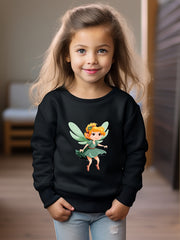 OERYUI Cartoon Elf Girl Print Crew Neck Pullover Top Kids Clothes Spring Fall