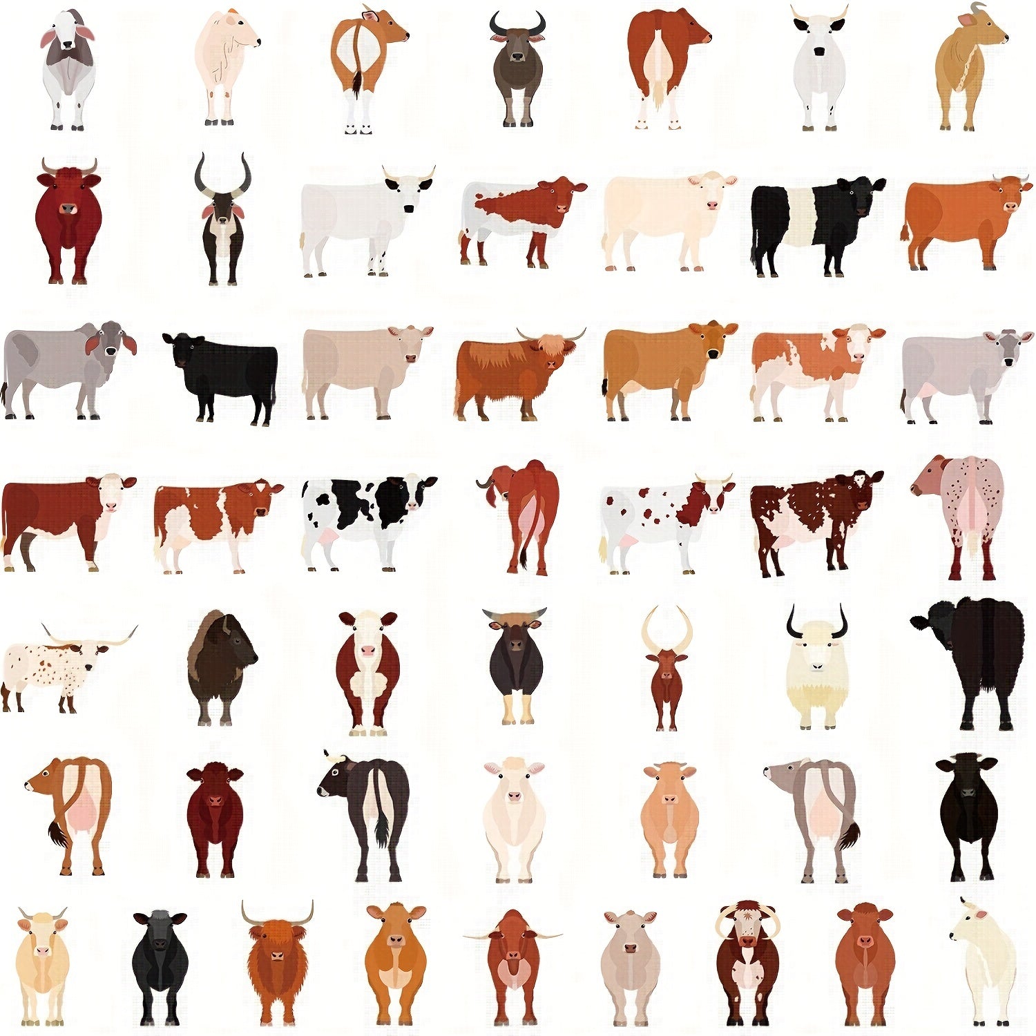 50pcs Cow Stickers for Fridge Laptop, Vinyl Waterproof Decal