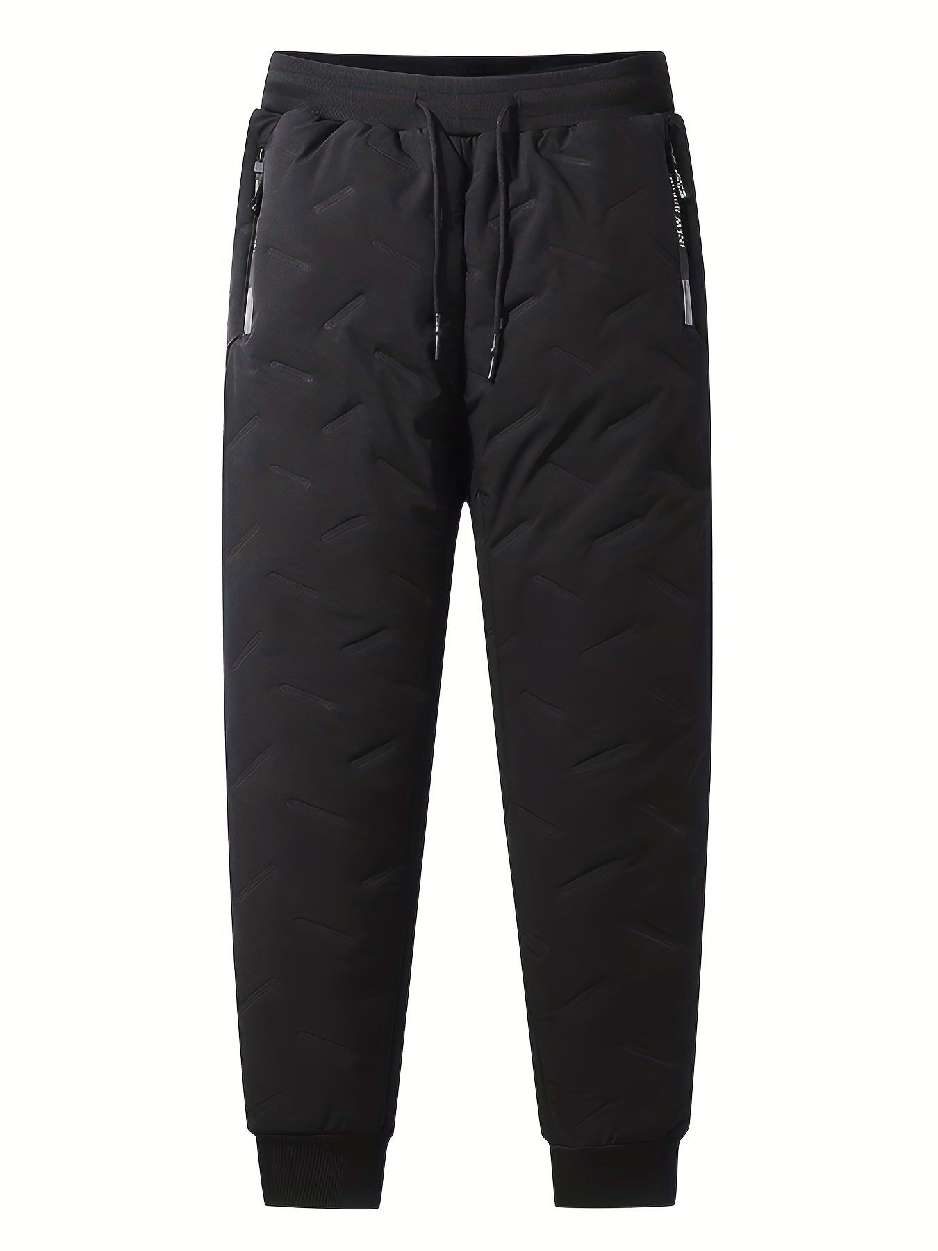 Men's Warm Cotton Padded Trousers with Zipper Pocket for Fall Winter