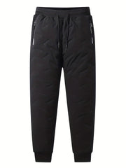 Men's Warm Cotton Padded Trousers with Zipper Pocket for Fall Winter