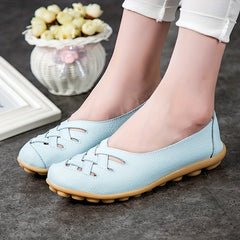 Women's Cross Strap Flat Loafers Soft Sole Slip On Walking Shoes