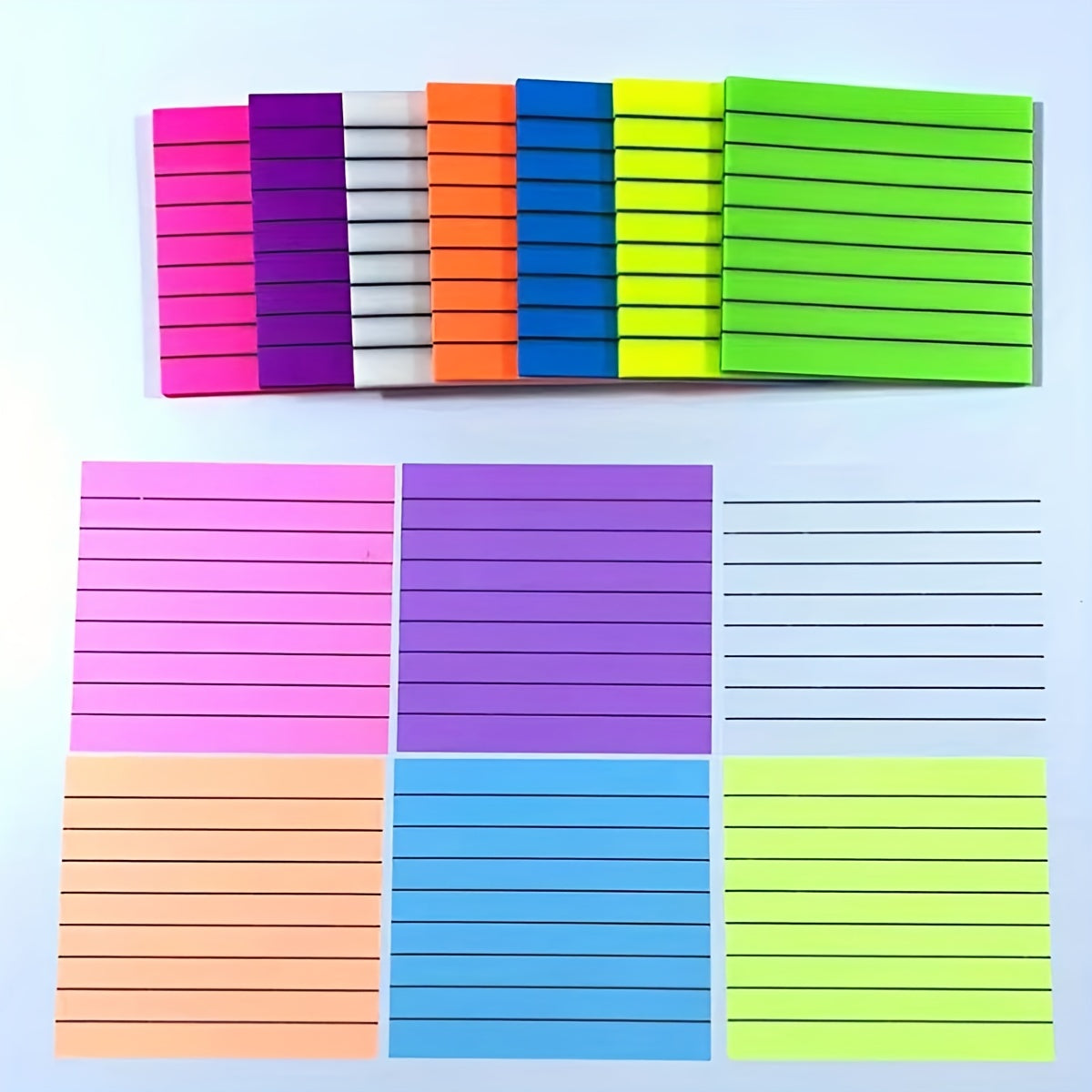 50 Sheets Fluorescent Transparent Sticky Notes Lined Waterproof Label Paper
