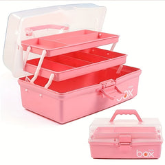 Plastic 3 Layer Storage Box Toolbox Handle Multi-purpose Finishing Case