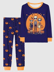 Skeleton Pattern Kid's Pajamas Halloween Style PJ Set
