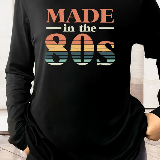 Slogan Print Long Sleeve Pajama Top