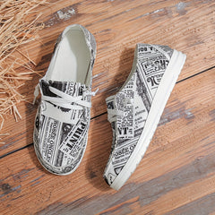 Women's Letter Print Canvas Shoes Casual Lace Up Outdoor Sneakers
