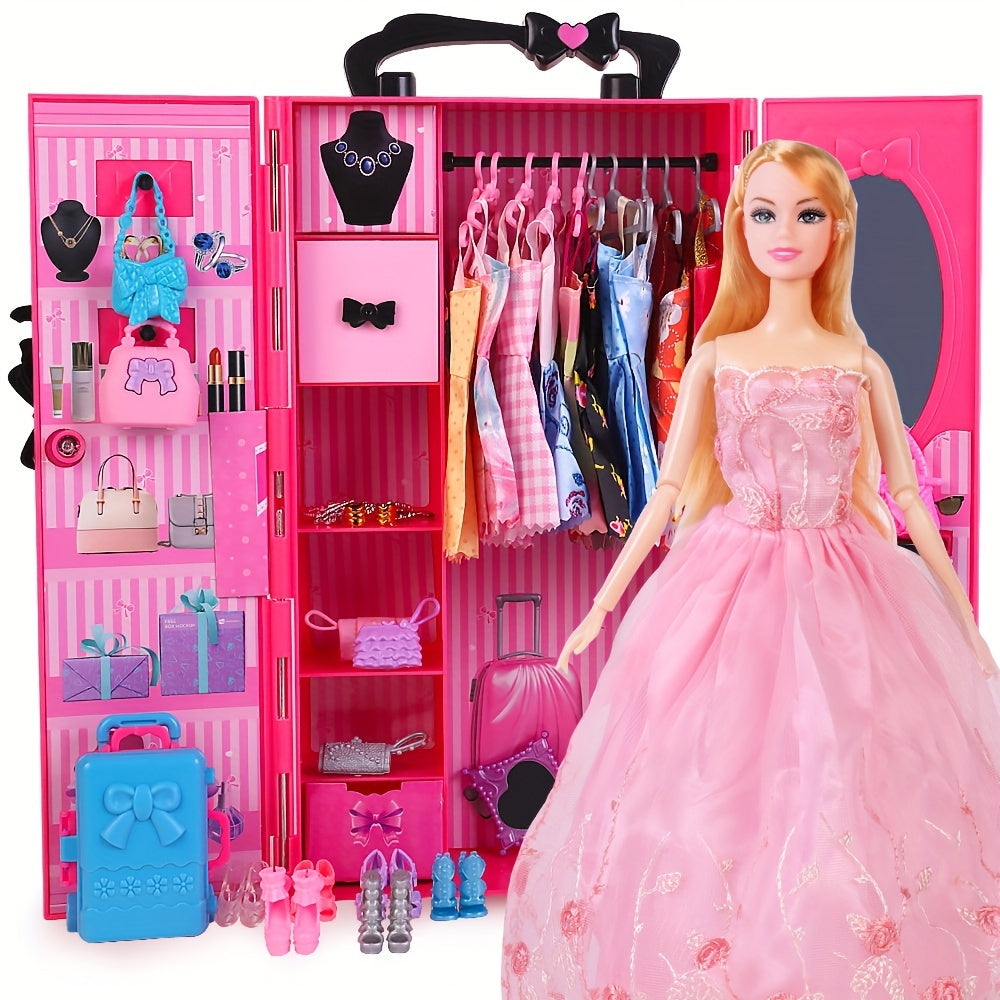 Dollhouse Doll Furniture Plastic Wardrobe Closet DIY Gift For Children P