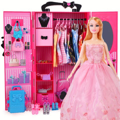 Dollhouse Doll Furniture Plastic Wardrobe Closet DIY Gift For Children P