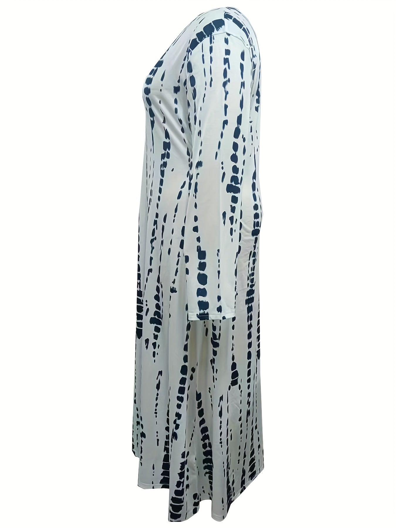 Tie Dye Long Sleeve V Neck Maxi Dress