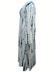 Tie Dye Long Sleeve V Neck Maxi Dress