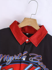 Men's Retro Print Camp Collar Bowling Shirt