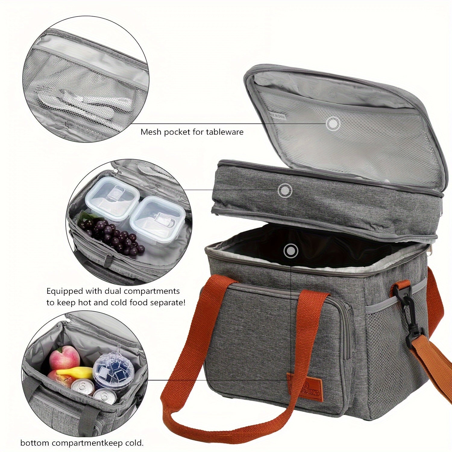 Insulated Lunch Bag Large Cooler Bag For Women Men Reusable Adjustable Strap