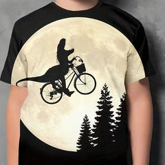 Boys' Dino Biker Tee 3D Print Short Sleeve Shirt