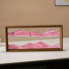 15-Inch Pink 3D Sand Art Hourglass with High Glass Art and Wooden Frame