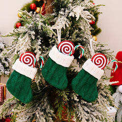 5pcs Mini Christmas Stockings Knitted Xmas Classic Stockings for Party Favors