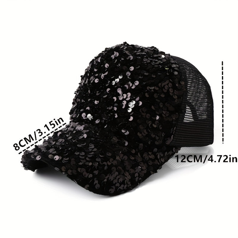 Sequin Baseball Cap Spring Summer Openwork Mesh Cap for Men and Women