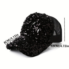 Sequin Baseball Cap Spring Summer Openwork Mesh Cap for Men and Women