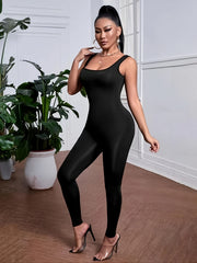 Sleeveless Bodycon Jumpsuit Sexy Solid Women's Clothing