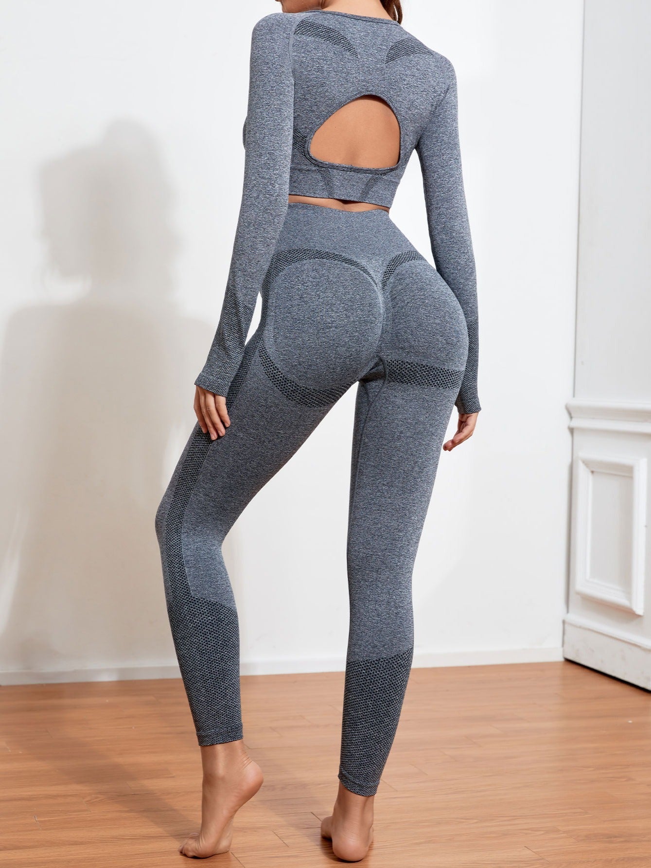Women's Seamless Training Set Long Sleeve Crop Top & Leggings