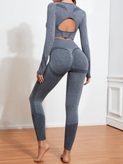 Women's Seamless Training Set Long Sleeve Crop Top & Leggings