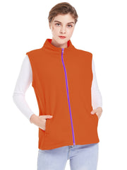 Sleeveless Stand Collar Jacket with Pockets Women's Outerwear