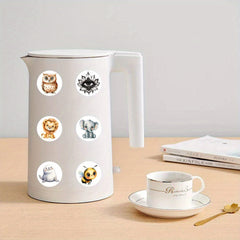 500pcs Watercolor Animal Stickers Roll - Vibrant Cartoon Designs