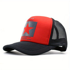 Pentagram Print Baseball Cap Mesh Trucker Hat Adjustable Sunscreen Sports Hats