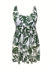 Floral Print One Piece Swim Dress Plus Size