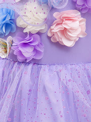 Girls Flower Long Sleeve Princess Dress