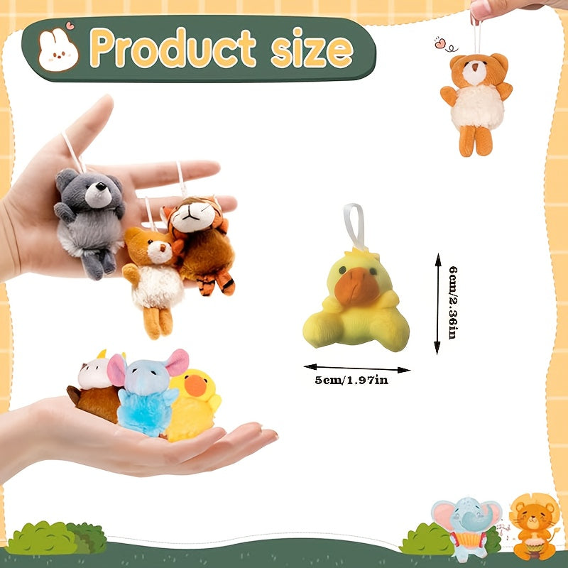 Mini Plush Animals Keychain Set Soft Stuffed Toys for Party Favors