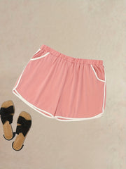 Sports Shorts Elastic Contrast Track Shorts With Pockets