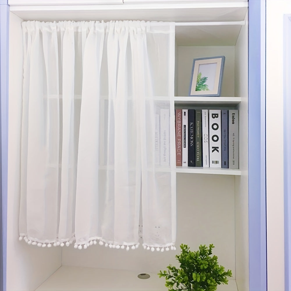 Modern Kitchen Curtain with Beads Rod Pocket Cabinet Curtain 39x31