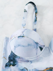 Tie Dye Print Push Up Bikini Set Navy