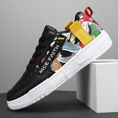 Men's Cartoon Print Skate Shoes With NICE FAITH Patch