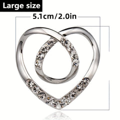 Heart Clothes Clip Brooch Rhinestone Hollow Scarf Sweater Shawl Cape Pin
