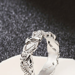 Hollowed Rose Flower And Leaf Ring