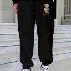 Men's Mechanical Bear Print Drawstring Sweatpants