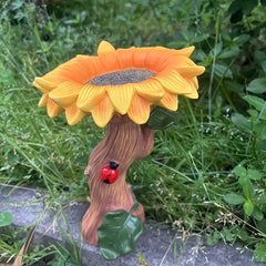 Sunflower Bird Feeder Resin Bird Food Holder Cartoon Plant Ornament