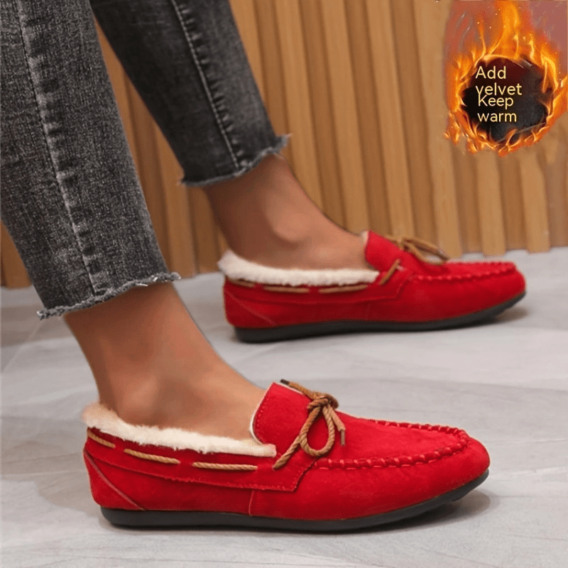 Women's Plush Lined Thermal Slip On Loafers Shoes Keep Warm