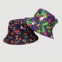 Boho Flower Print Bucket Hat Vintage Lightweight Sunshade Basin Hat