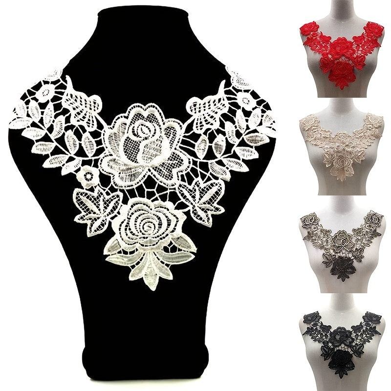 3D Hollow Lace Fabric Dress Applique Lace Neckline Sewing Trims DIY Lace Col