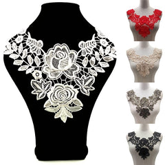 3D Hollow Lace Fabric Dress Applique Lace Neckline Sewing Trims DIY Lace Col
