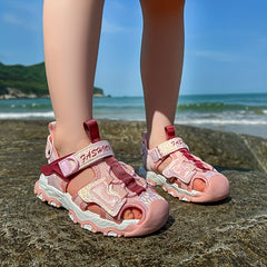 Girls Mesh Breathable Closed Toe Sandals Lightweight Anti-skid Sandals