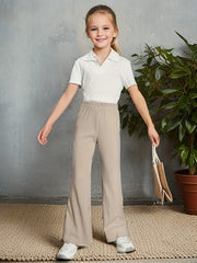 Girls' High Waist Flare Bell Bottom Knit Pants
