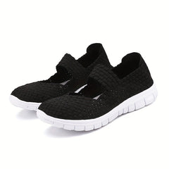 Plaid Weaving Backless Ankle Strap Walking Shoes Lightweight Sneakers