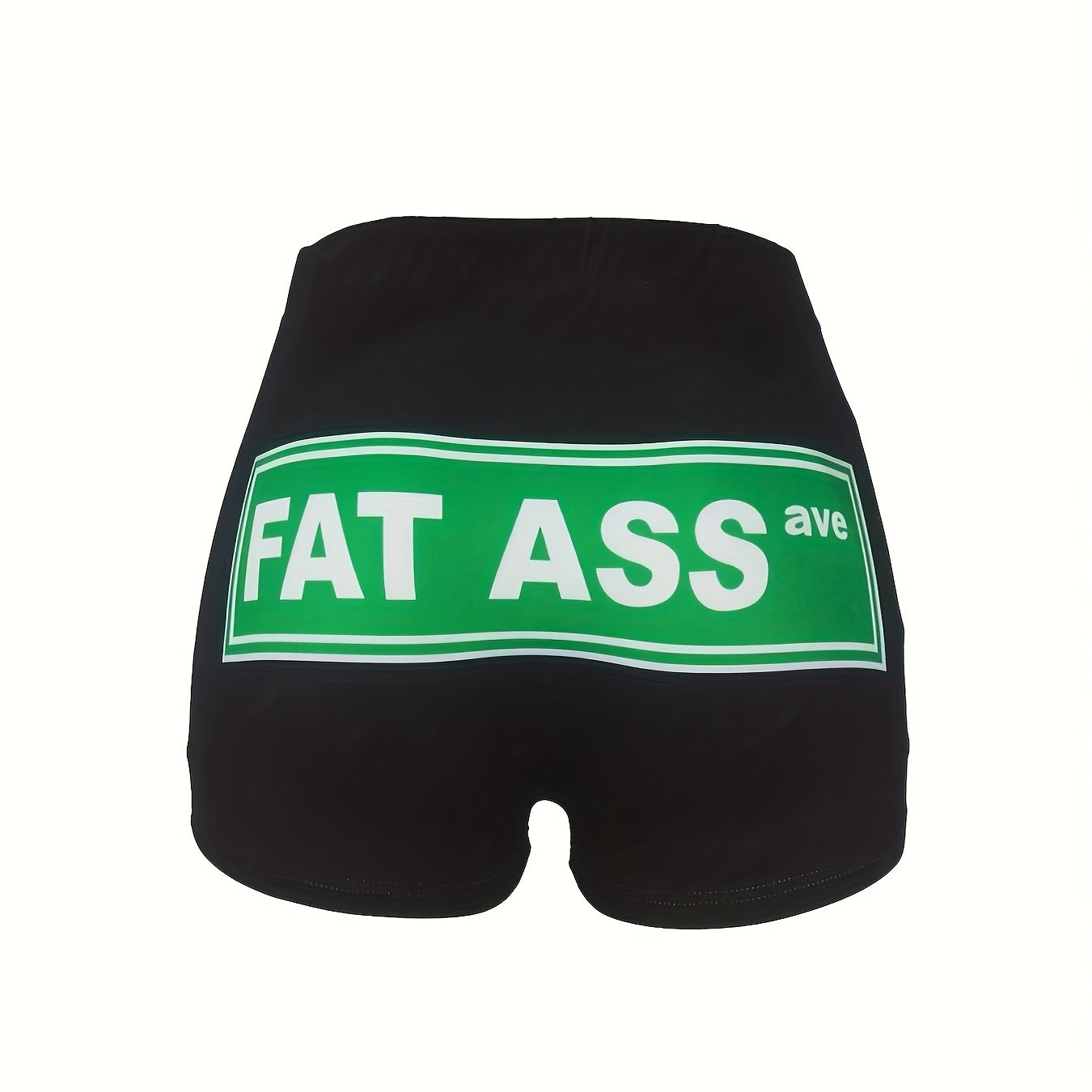 Plus Size Women's Art Letter Print High Rise Skinny Shorts