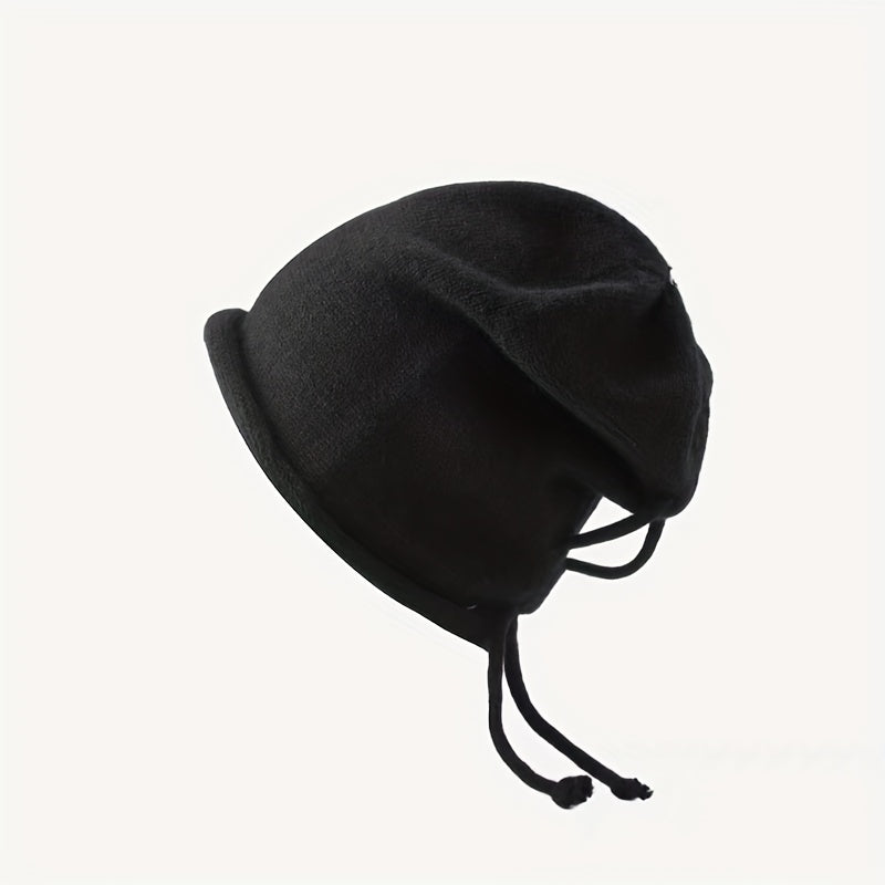 Ear Protection & Windproof Knit Beanie Hat with Drawstring