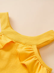 2pc Toddler Girls Ruffle Halter Tops & Sunflower Leopard Pants Set